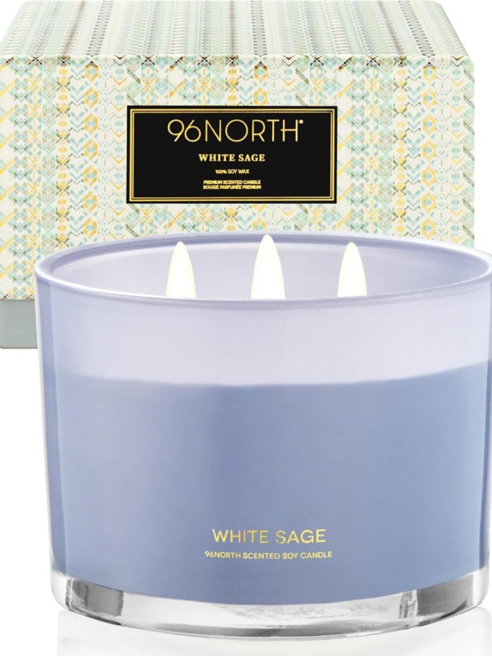 Large White Sage Candle | 3 Wick Natural Soy Wax | 50-Hour Burn | Aromatherapy
